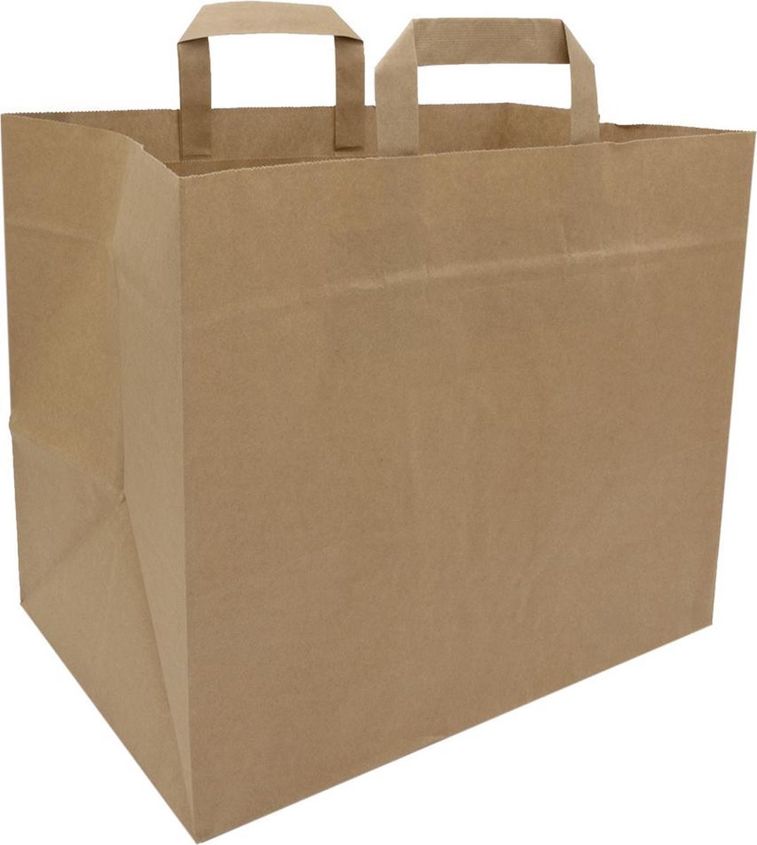 50x papieren tassen met plat handvat bruin- 26x17x25cm