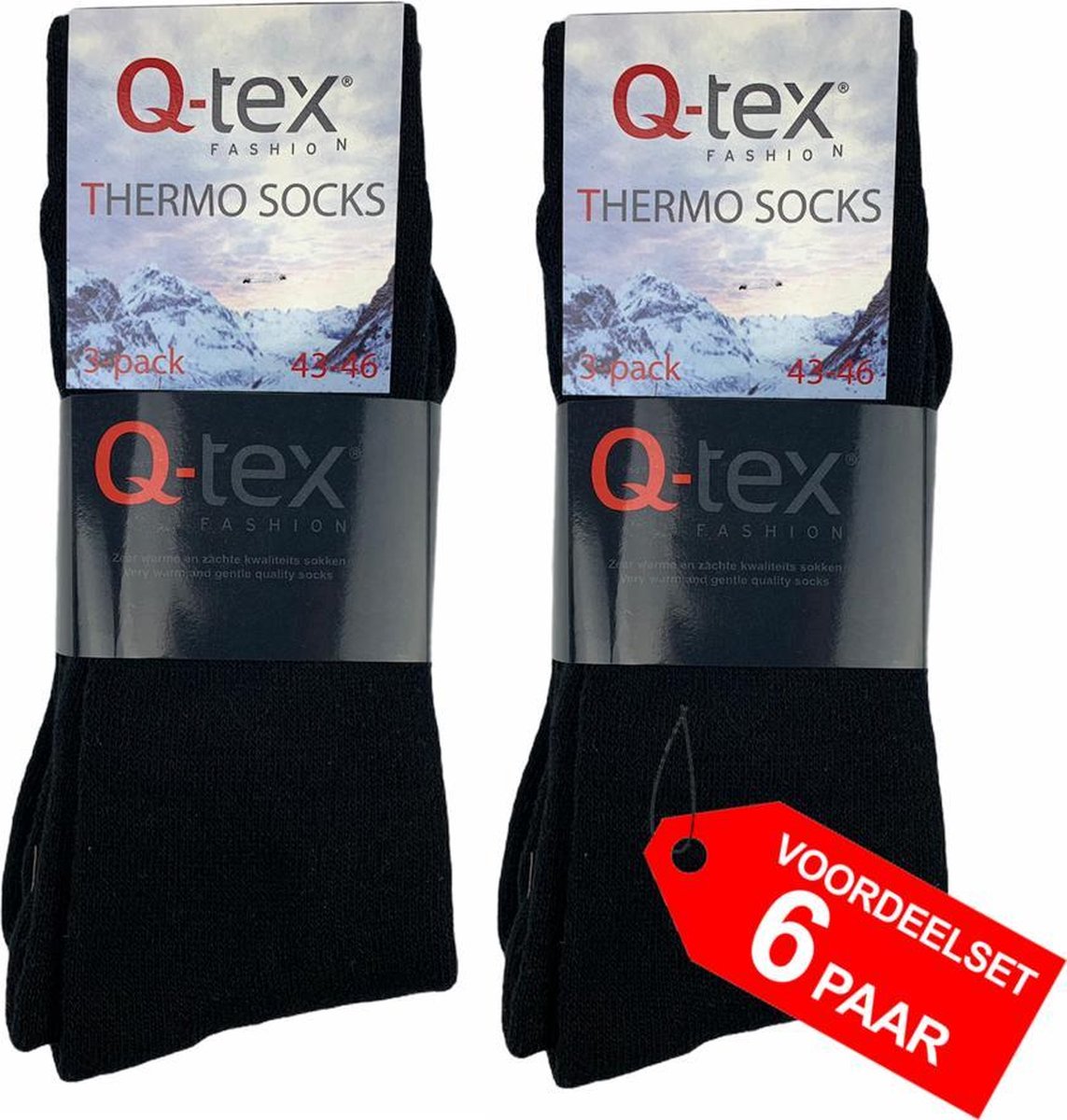 6-Pack Thermosokken Thermo Socks Q-Tex maat 43-46