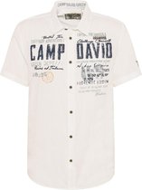 Camp David ® overhemd met getinte ruitjesstructuur en artwork, wit