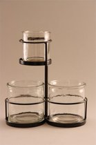 Iron Candle holder 3 glass 1 up D-23/12 H-10/20