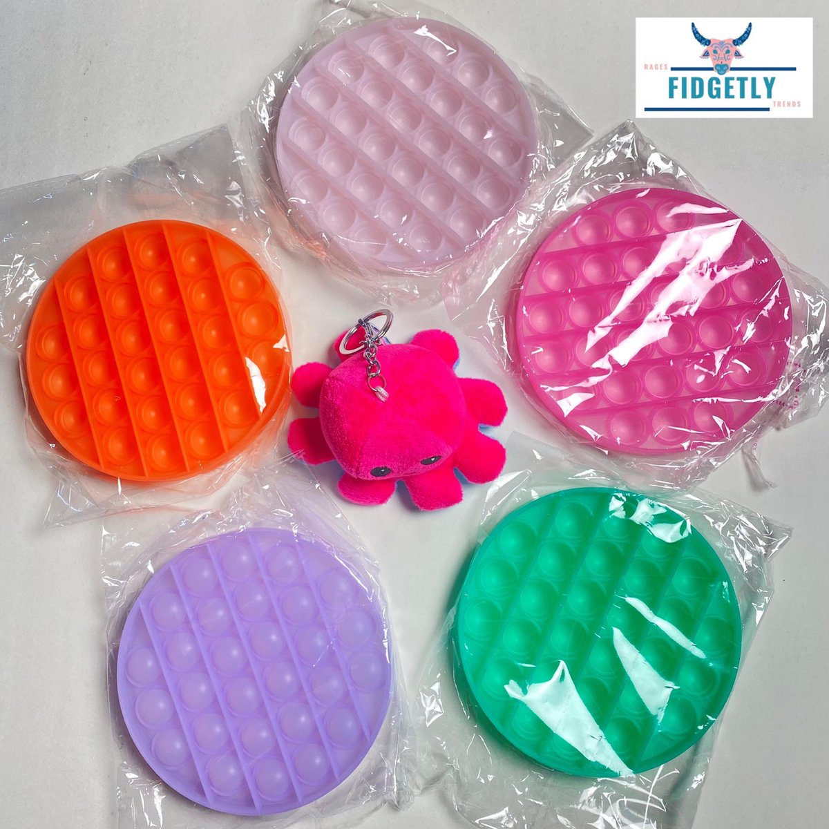 Pop it Fidget toys pakket set Pop it glow in the dark Mood octopus