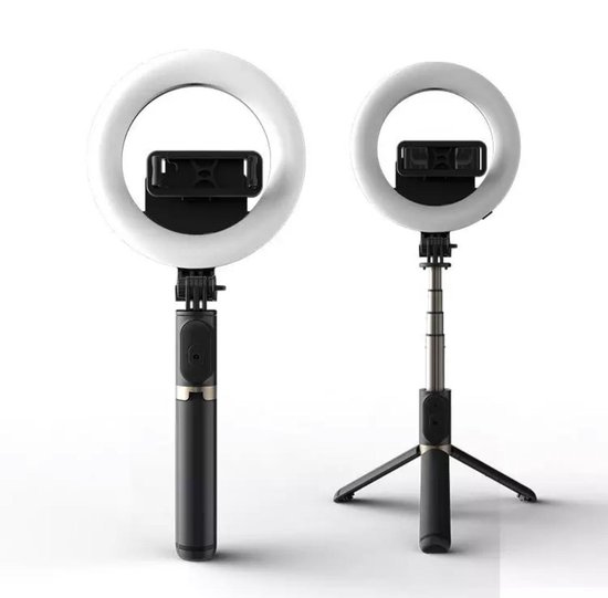 REPUS Selfie Ring Licht met statief 4-in-1 Selfie Tripod met ring lamp | 3 licht standen | Tripod | Selfie stand |Tik-Tok 2021 | Musthave | Ringlight | Selfie ring light | Cadeau|