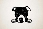 Wanddecoratie - Hond - Pitbull 2 - S - 45x54cm - Zwart - muurdecoratie - Line Art