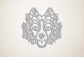 Line Art - Hond - Border Collie - M - 60x62cm - Wit - geometrische wanddecoratie