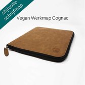 Greenstory - Werkmap - extra vakjes en ruimte - A5 - Vegan Cognac - met ritssluiting