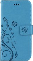 Samsung Galaxy S9 Bookcase - Blauw - Bloemen - Portemonnee Hoesje