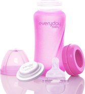 Everyday Baby - Fles glas 240ml Heat Sensing - Pink