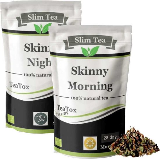 Slim Teatox - 28 dagen afslank en detox kuur - optimaal gewichtsverlies - 2 soorten Natuurlijke thee