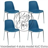 King of Chairs -set van 4- model KoC Elvira hemelsblauw met verchroomd onderstel. Kantinestoel stapelstoel kuipstoel vergaderstoel tuinstoel kantine stoel stapel kantinestoelen sta