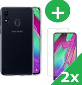 Samsung A40 Hoesje | Siliconen Hoesje Transparant | Inclusief 2 stuks Screenprotector | Samsung A40 Hoesje | Samsung A40 Screenprotector | Screenprotector Samsung A40 | Siliconen Hoesje Samsu