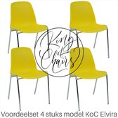 King of Chairs -set van 4- model KoC Elvira geel met verchroomd onderstel. Kantinestoel stapelstoel kuipstoel vergaderstoel tuinstoel kantine stoel stapel kantinestoelen stapelstoe