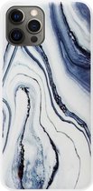 ADEL Siliconen Back Cover Softcase Hoesje Geschikt voor iPhone 12 Pro Max - Marmer Blauw Wit