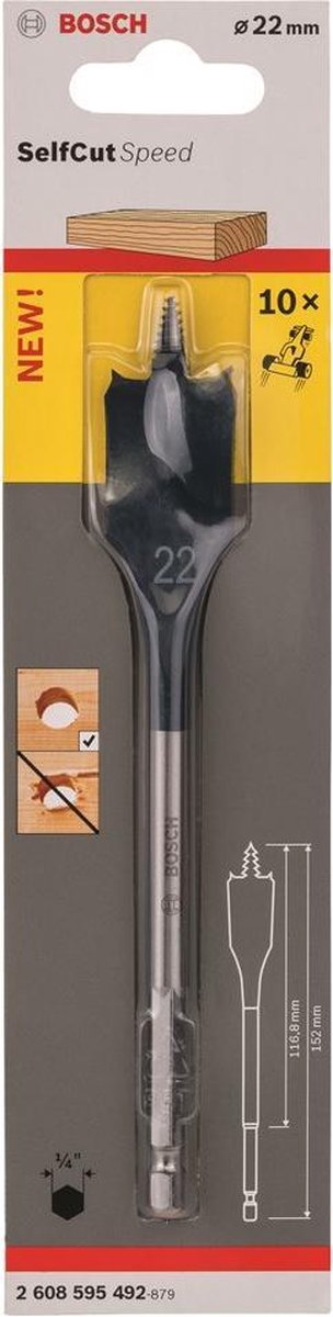 Bosch - Speedborenset Self Cut Speed, zeskant 22 x 152 mm
