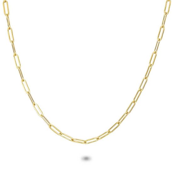 Twice As Nice Halsketting in goudkleurig edelstaal, ovale schakels, 3 mm 50 cm+5 cm