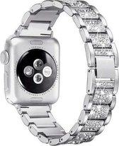 Geschikt voor Apple Watch bandje 42 / 44 / 45 mm - Series 1 2 3 4 5 6 7 SE - Smartwatch iWatch horloge band - 42mm 44mm 45mm - Fungus - RVS metaal - Zilver - Glamour