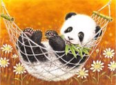 Peinture de diamants Panda dans Hamac - 15x20cm - Set Complet - Diamants Carrés - Tools Inclus - Stipco