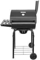 EASTWALL Charcoal Grill barbecue - BBQ met zijtafel - Mobiele houtskool barbecue - Incl. BBQ gereedschap en ventilator - 49x80x120 cm - RVS - Zwart