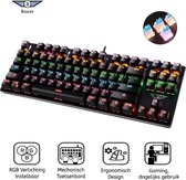 Clavier mécanique Boscer® | Siècle des Lumières LED RVB | Clavier de Gaming | QWERTY | Commutateur bleu | Noir