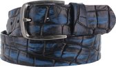 JOB86- Kroko heren jeansriem - Blauw - 115 cm