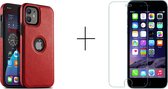 GSMNed - Etui en cuir PU pour iPhone 12/12 Pro rouge - Etui en cuir de haute qualité rouge - Etui pour téléphone iPhone 12/12 Pro rouge - Etui en cuir pour iPhone 12/12 Pro rouge - 1x protecteur d'écran iPhone 12/12 Pro