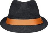 Street style trilby hoedje zwart en oranje S/m (56 cm)