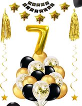 7 jaar verjaardag feest pakket Versiering Ballonnen voor feest 7 jaar. Ballonnen slingers sterren opblaasbaar cijfer 7.