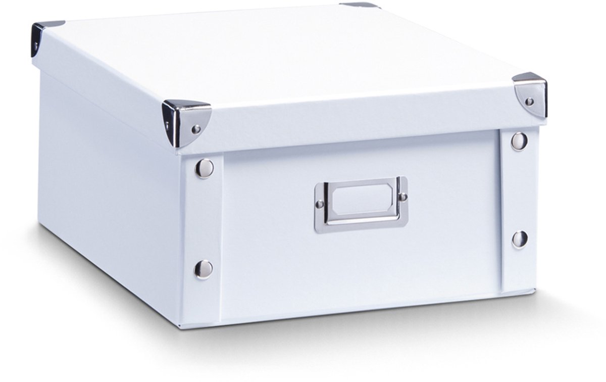 Zeller Present Opbergbox met deksel 31x26x14 cm wit - 17763 - Opvouwbaar