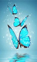 Diamond painting - De Drie Blauwe Vlinders - Dieren - Hobby - Diamond schilderen - Volwassen - Kinderen - Vogel - Natuur - 20x30 cm