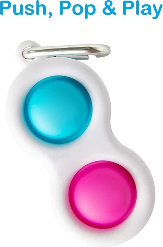 Simple Dimple Met 5 Mesh and Marble - Fidget Toys - Pop It - Pop It Fidget Toy - Sleutelhanger - Blauw Roze - Merkloos