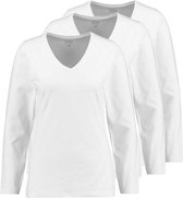 Zeeman dames T-shirt lange mouw wit maat - 3 stuks | bol.com