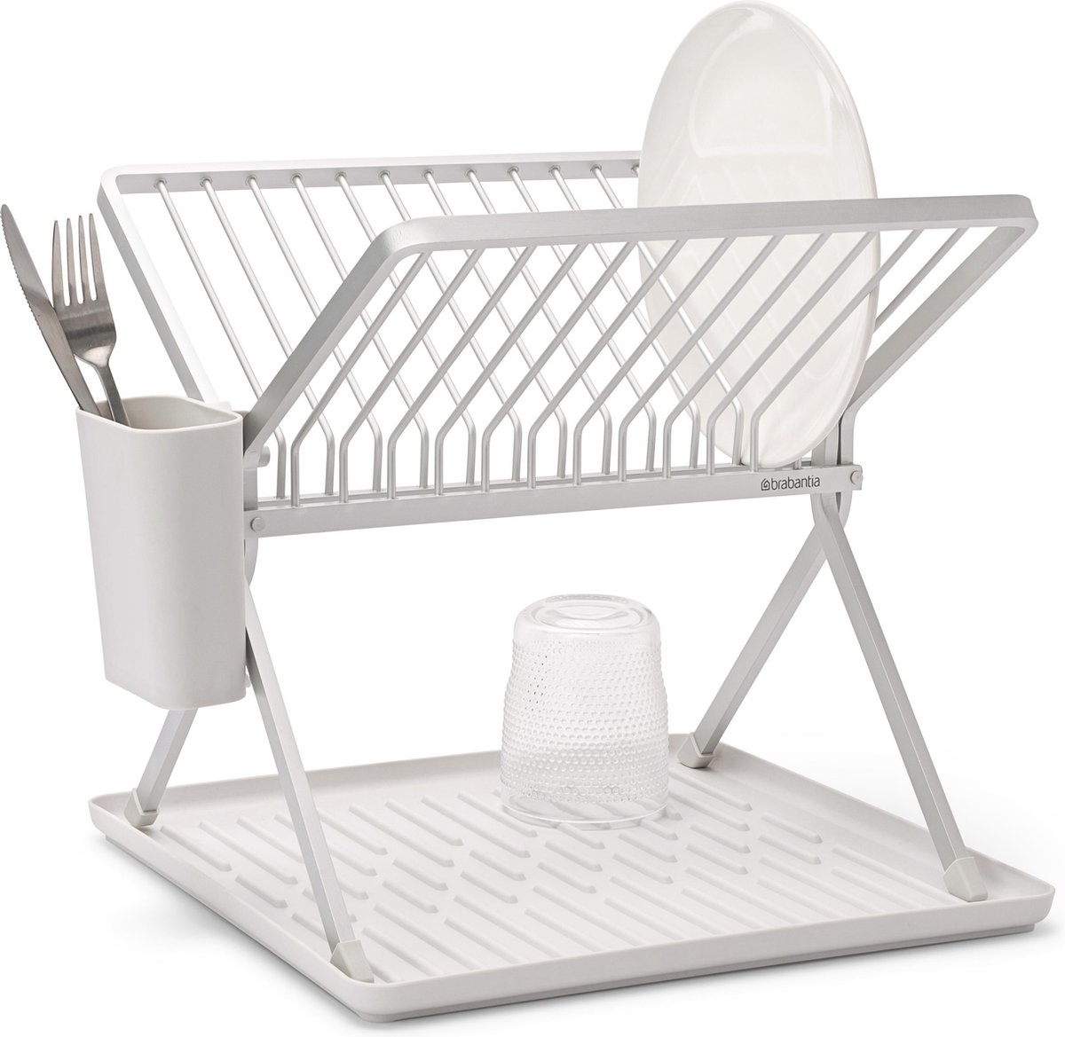Brabantia SinkSide Afdruiprek - Inklapbaar - Met Bestekhouder - Compact - Light Grey
