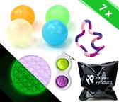 Happy products fidget toys pakket - 7 stuks - pop it - simple dimple - sticky balls - globbles - set onder de 20 euro