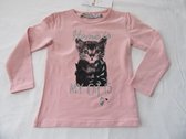 rumbl meisje, t-shirt lange mouw, rose, poes,  104/110   4/ 5 j