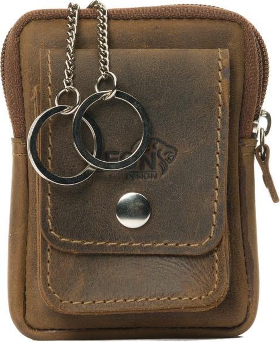 Leather Design Crossbody Schoudertas Hunter Bruin