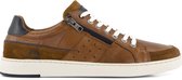 Travelin' Hereford - Casual leren herensneakers met rits - Cognac Bruin leer - Maat 44