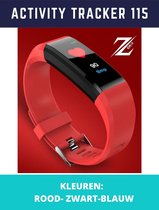 ZORIX® -115 Plus Smartwatch -Stappenteller-hartslagmeter, IP68, waterdicht, fitnesstracker, slaapmonitor, zittende herinnering, activiteitentracker, dames, heren, oproepen, sms enz.(Rood)