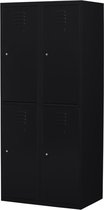 Lockerkast metaal met slot | Stalen lockerkast | Locker 4 deurs 2 delig | Zwart |180x80x50 cm | LKP-1055