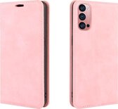 Oppo Reno 4 Pro 5G Hoesje - Mobigear - Retro Slim Serie - Kunstlederen Bookcase - Roze - Hoesje Geschikt Voor Oppo Reno 4 Pro 5G