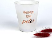 Geurkaars Tofste peter + geschenkdoos - Wit met roségouden tekst