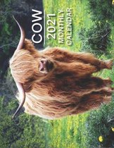 Cow Monthly Calendar: 12 Months Monthly Wall Calendar January to December Unruled Blocks