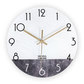 Horloge murale en Verres SensaHome de diamètre - Design en marbre minimaliste avec mouvement silencieux - Béton de marbre