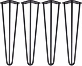 4 x 35 cm - Hairpin Retro Pootjes / Tafelpoten / Pinpoten - 3 Ledig - Zwart - Incl. Vloerbeschermers