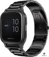 Stalen Smartwatch bandje - Geschikt voor Strap-it Garmin Venu SQ stalen bandje rvs - bandbreedte 20mm - zwart - Strap-it Horlogeband / Polsband / Armband