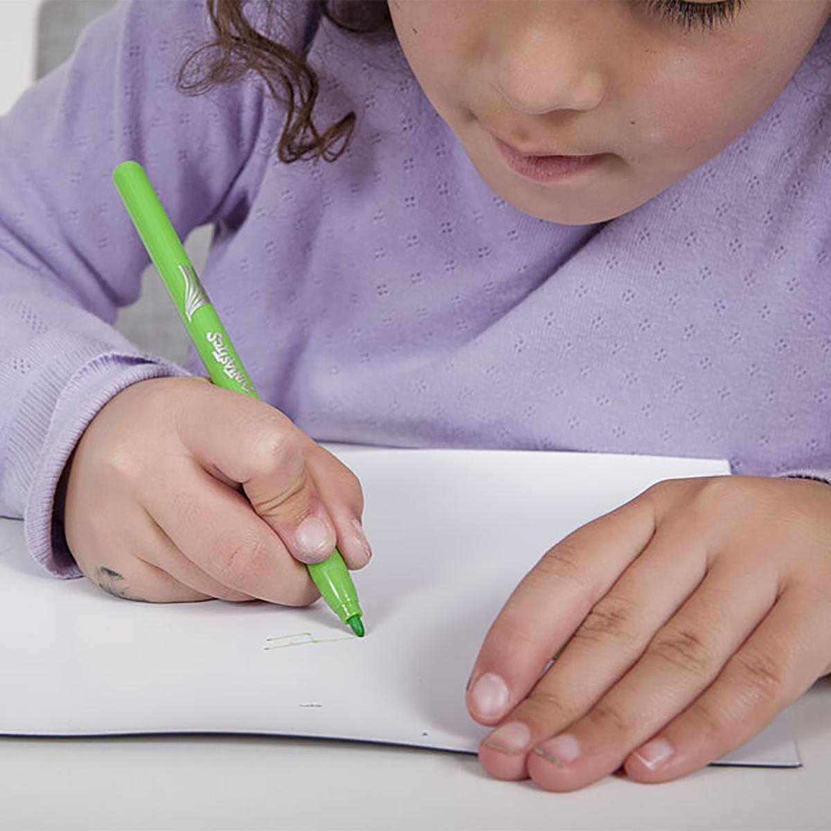 edding 15 FUNTASTICS - kleurstiften voor kinderen - set van 12 - felle kleuren - 1 mm dunne punt - voor kleurplezier op lichtgekleurd papier en karton - afwasbaar van huid en textiel - zomervakantie - kindercadeau — afbeelding 2