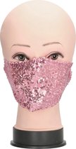 No Label - Mondkapje glitter - mondkapje roze - mondkapje wasbaar - mondkapje pailleten - mondkapje vrouw - mondkapje dames - mondkapje vrouwen - mondkapje dames