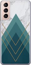 Samsung Galaxy S21 Plus hoesje siliconen - Geometrisch blauw - Soft Case Telefoonhoesje - Print / Illustratie - Blauw