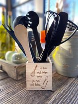 Keukengereihouder / Ik kan wel koken, maar je moet het lusten / Houten bakje / opbergbakje / Met tekst / moederdag / keuken / cadeau