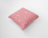 Kussenhoes - Roze met witte hartjes - 40 x 40 cm - Woonaccessoire