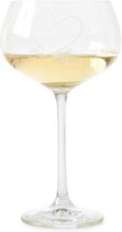 Riviera Maison witte wijnglas met gegraveerd hart - With Love White Wine Glass - Transparant - Glas 550ml - 1 stuk