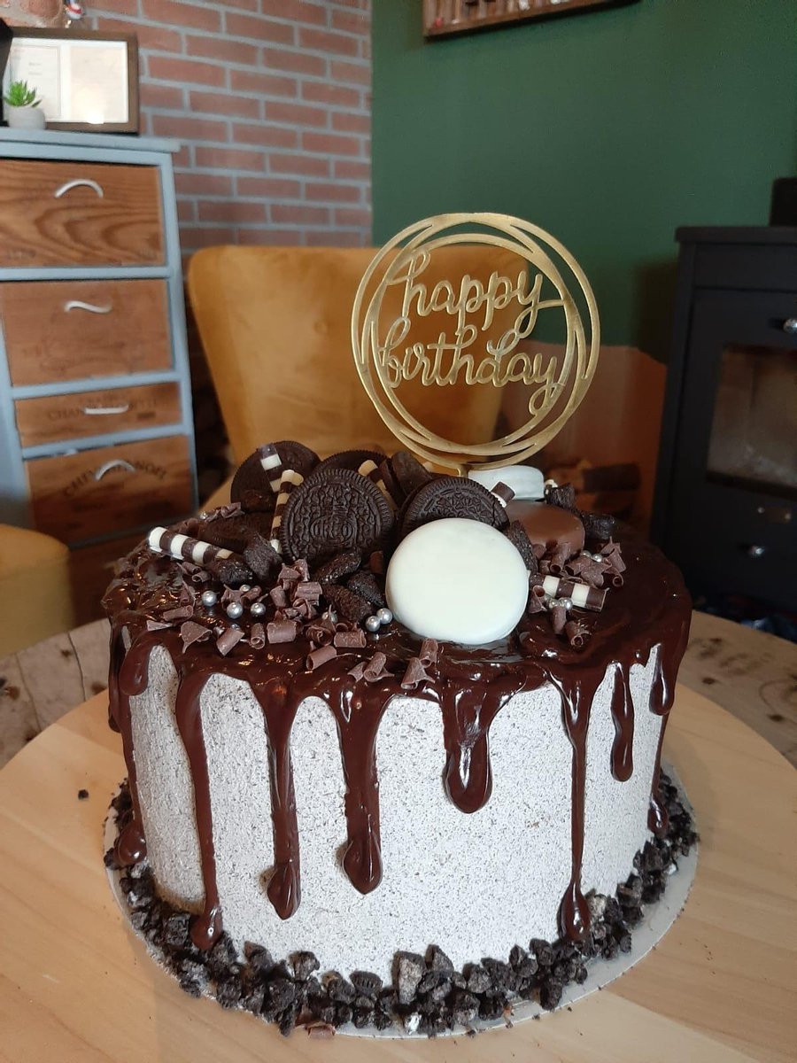 Happy Birthday Cake Topper Goud